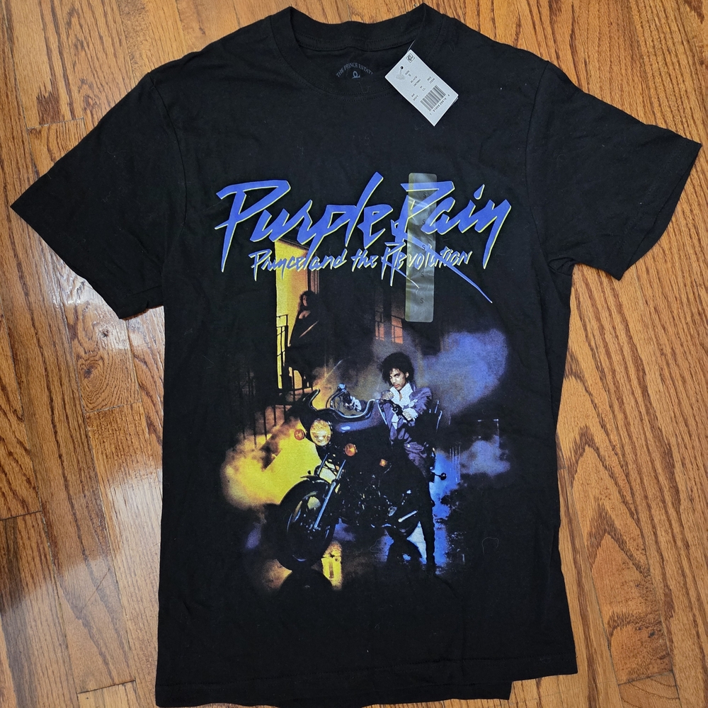 Purple Rain Black Short Sleeve Tee with Graphic Design